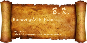 Borovnyák Kabos névjegykártya
